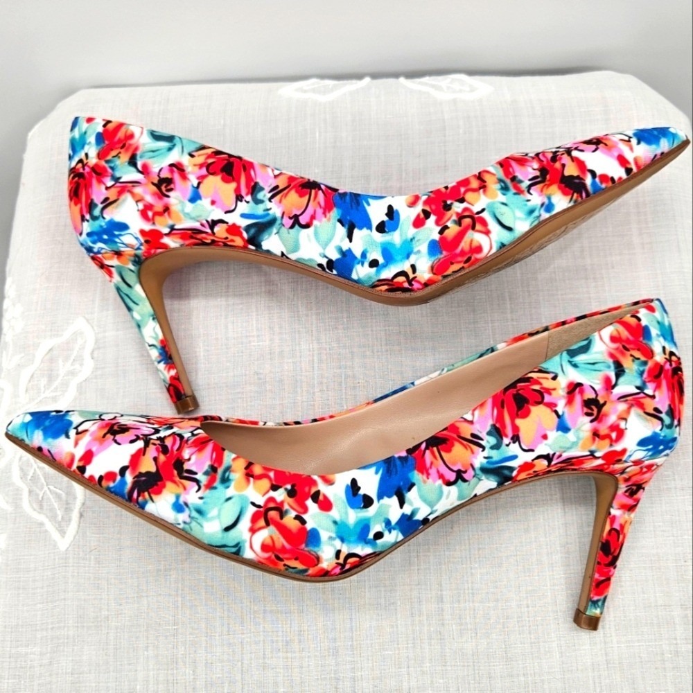 Kelly & Katie‎ Misha Red Multi Watercolor Flower Print 9.5 - Picture 5 of 9